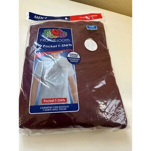 Fruit of the Loom men's 2 pack maroon pocket T-shirts in size Large.